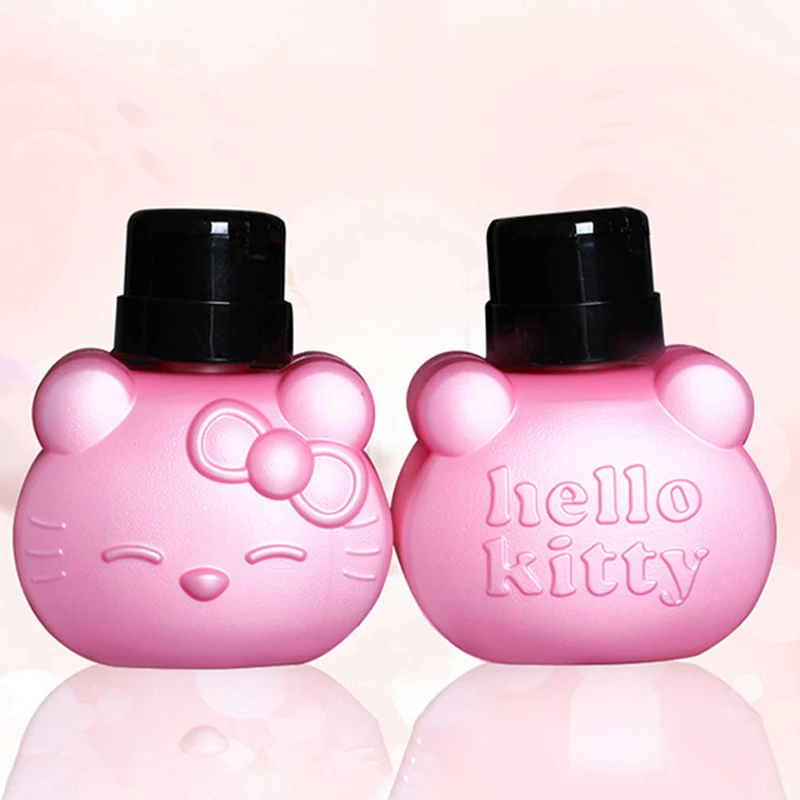 Hello Kitty Empty Pump Dispenser Liquid UV Gel Polish Nail Art Polish Clean Acetone Bottle Polish Cleanser Remover Bottle