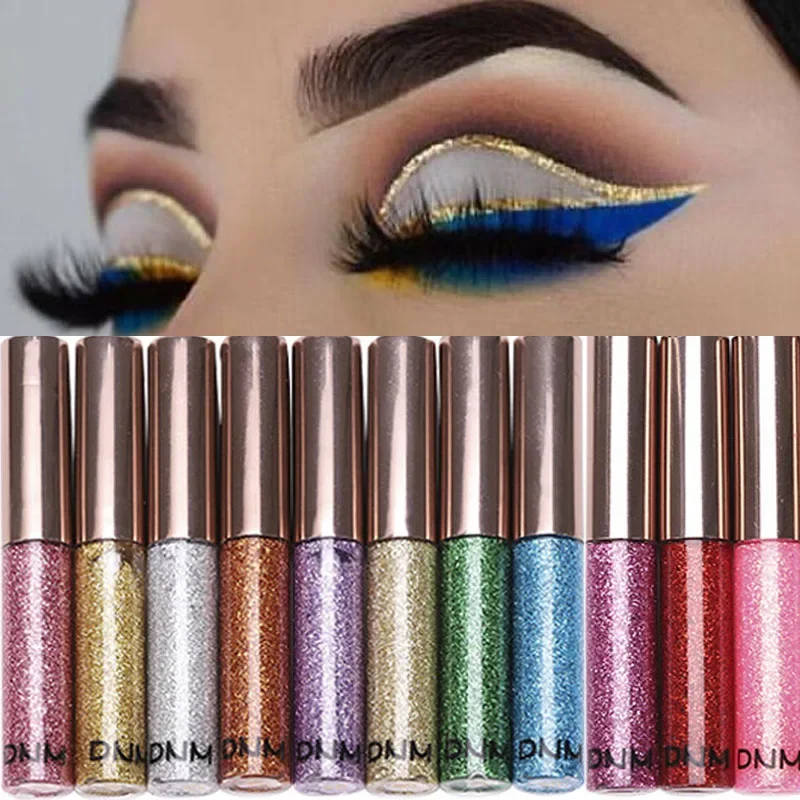 14 colori Diamond Glitter Liquid Eyeliner Eyeshadow Shiny Waterproof Long Lasting Quick Dry Eye Liner cosmetici strumenti per il trucco