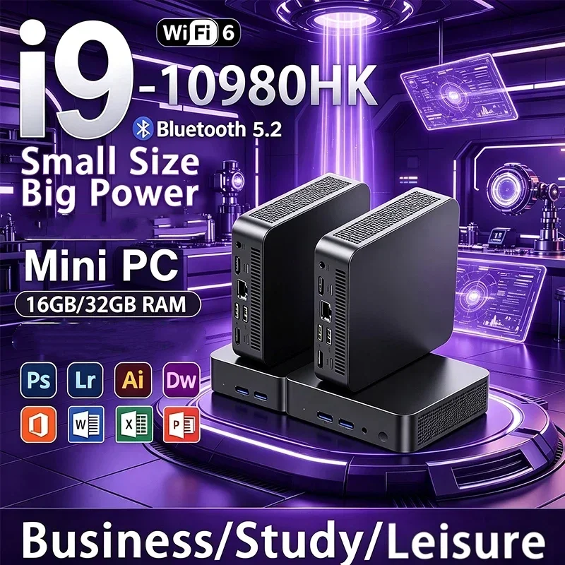 2026 Mini PC Core i9 10980HK Windows 11 Computer 16GB RAM 1TB M.2 SSD Portable Gaming Computer 60Hz 4K HD Mini Desktop PC Gamer