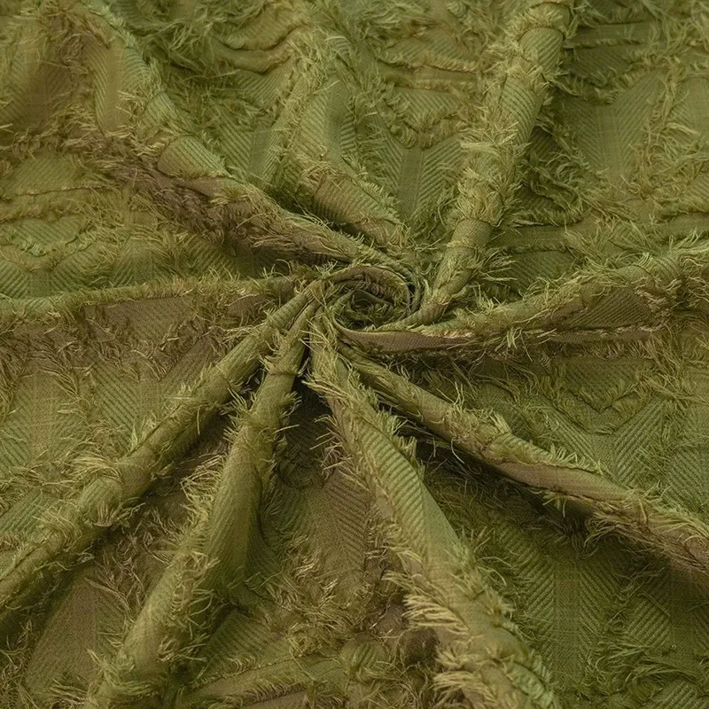 Chiffon Jacquard Fabric Spring/Summer Tassel Cut European and American Style Short Wool Fabric Apparel Sewing Fabric