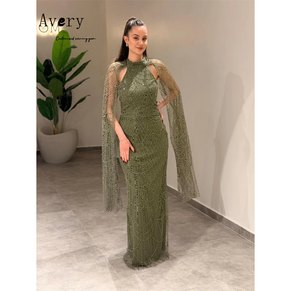 

Avery Custom Green Round Neck Fishtail Beaded Luxury Elegant Party Dresses for Wedding Woman Gala Dress Ball Gown Dresses Prom