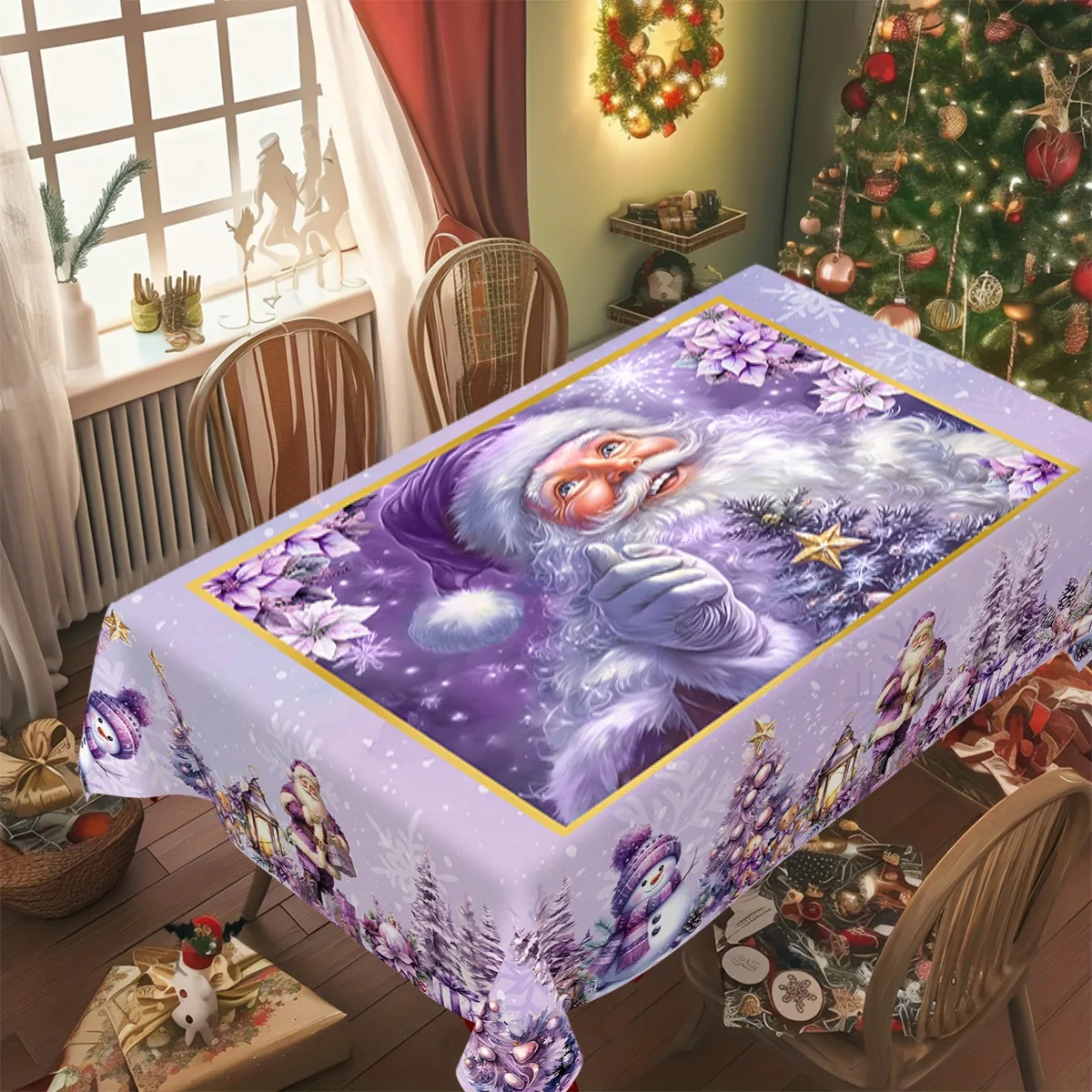 Natal roxo papai noel toalhas de mesa inverno natal festa de casamento decoração sala de jantar decoração de mesa navidad decorações 2025