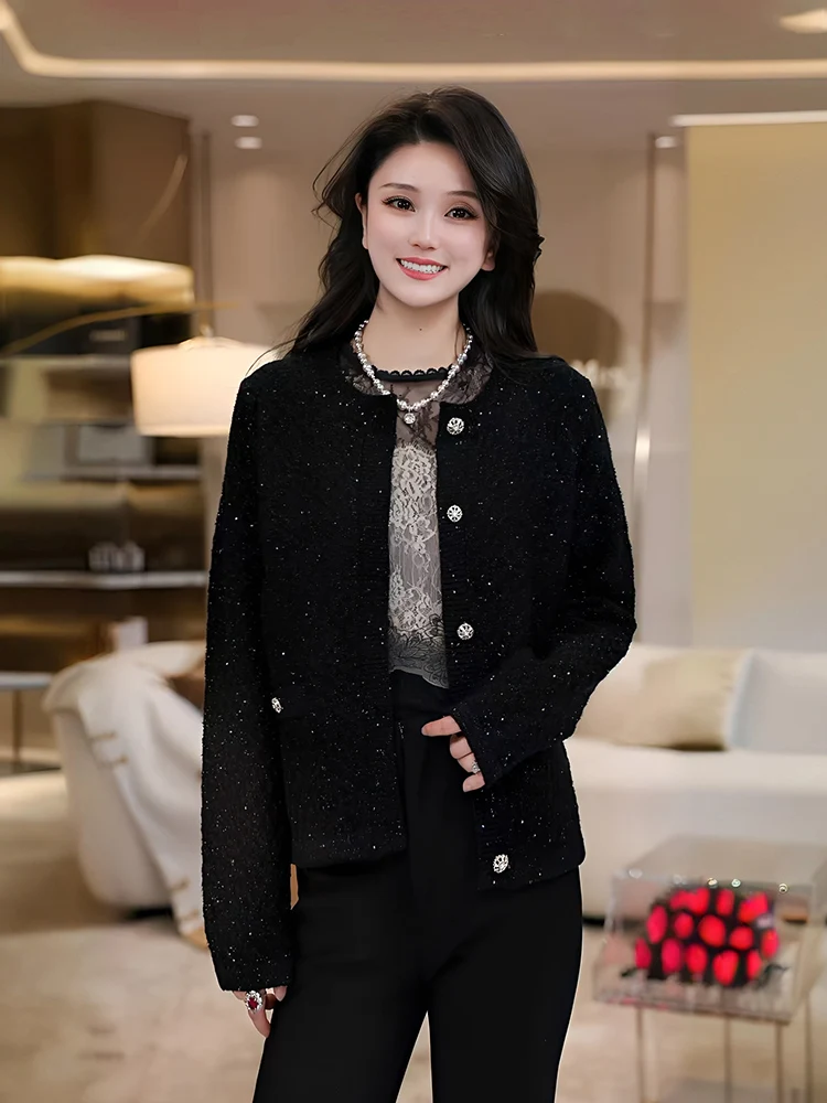 

Ele Bla Woolen Knitted Open Cardigan Women's Spring Autumn 2026 New Small Size Sweater Jaet Soft Warm Daily Wear