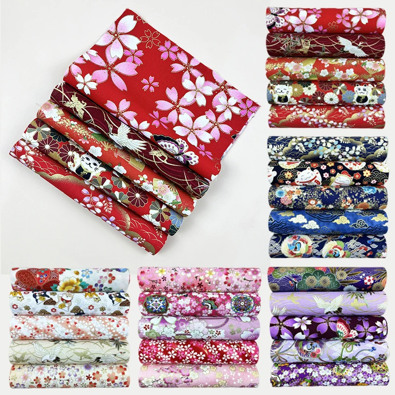 5pcs Cotton Fabric Printed Fabric Cloth Handmade Doll Clothes Fabric Dress Fabric For DIY Sewing Quilting Material Craft