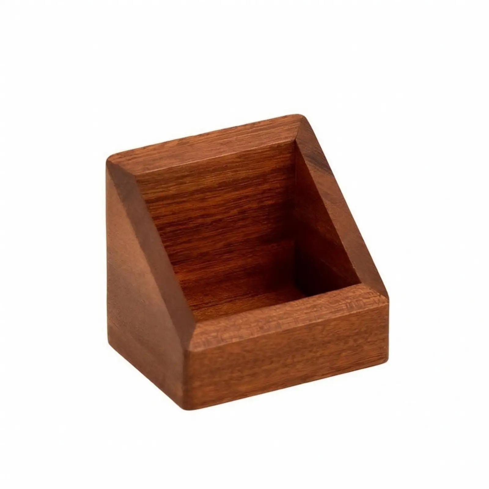 Wenge Wood Desktop Storage Organizer for Desk Accessories and Small Essentials with Slanted Open Top Design
