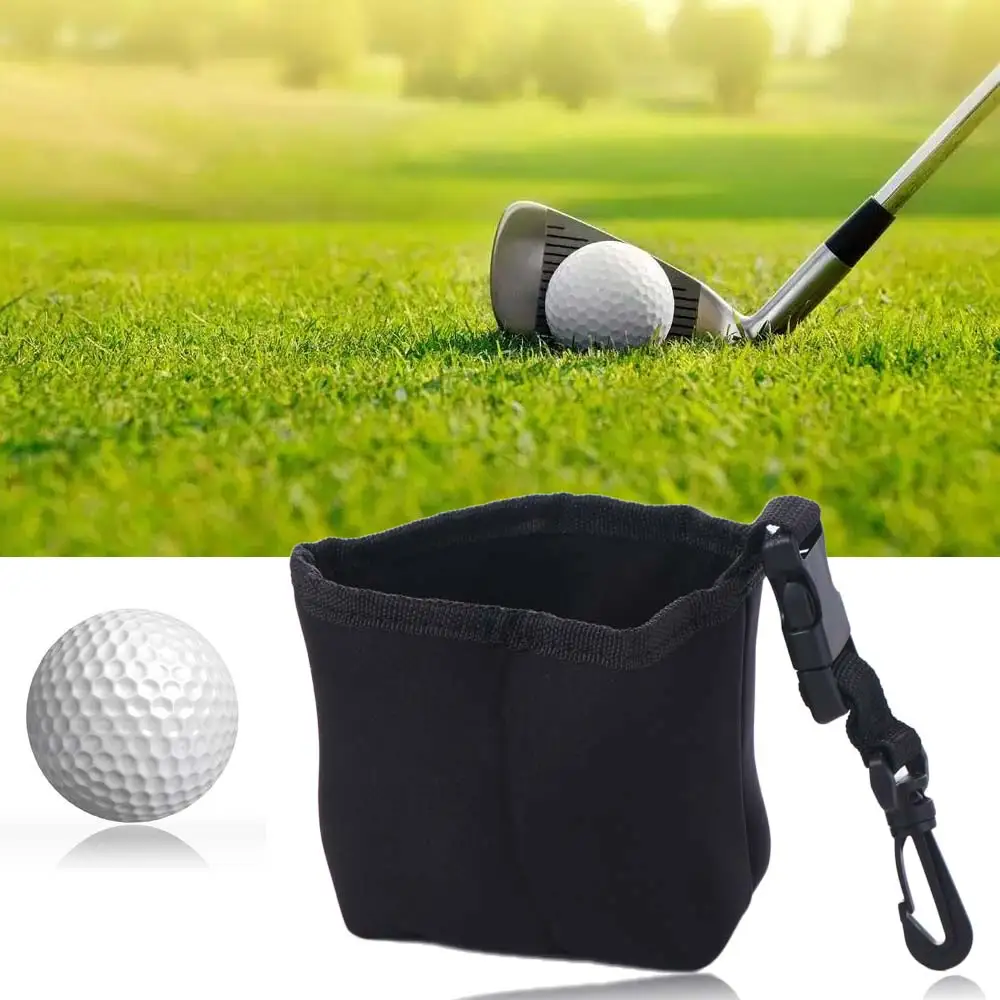 

Leak-Proof Golf Cleaning Bag With Detachable Clip Black Golf Ball Scrub Bag Lightweight Easy To Carry Golf Club Wash Bag