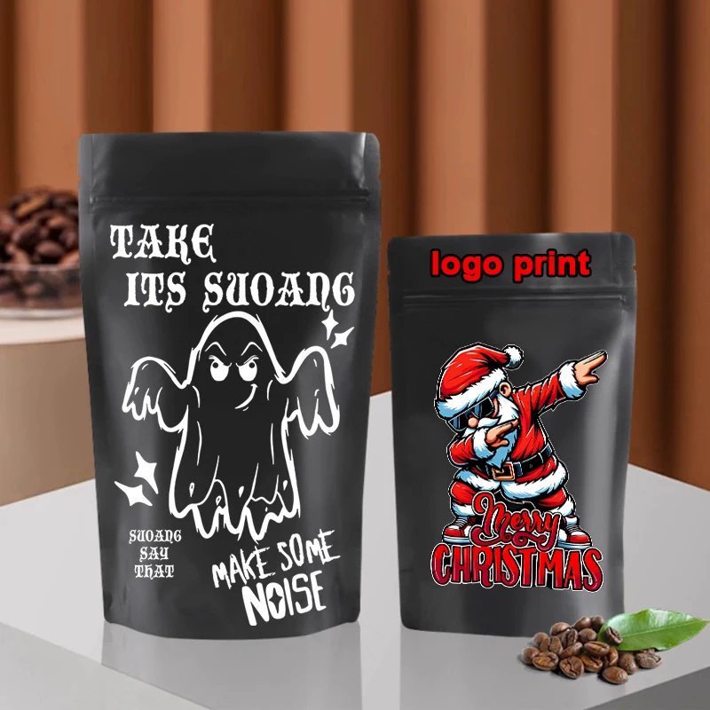 50Pcs/Lot Resealable Mylar Bags Ziplock Stand Up Packaging Pouch Custom Printed With LOGO Holiday Gifts Bag