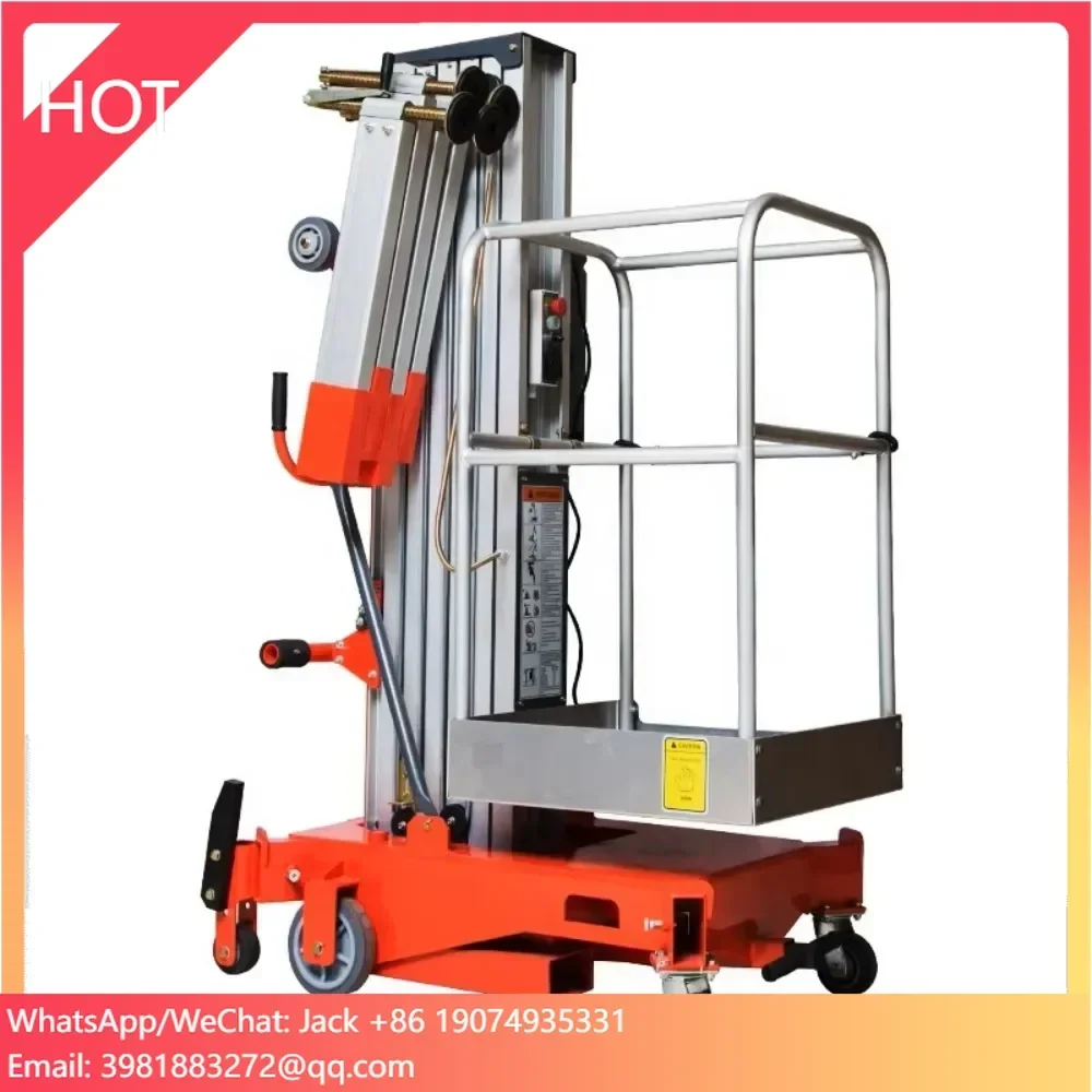 Aluminum Alloy Self Propelled Single Mast Lift Electric Telescopic Lift Vertical Mast Platform Lift For Sale