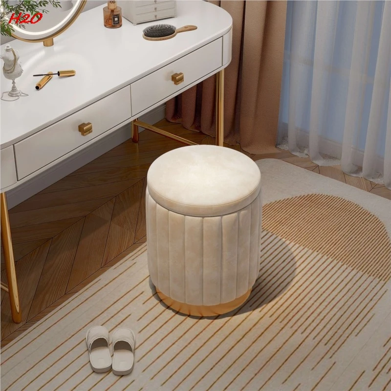 H2O Makeup Stool Light Luxury Round Stool Chair Bedroom Netflix Storage Bench Sofa Stool Dresser Stool Makeup Chair Hot New