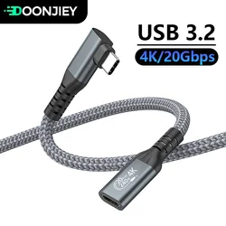 90 Degree Type C Extension Cable 3.2 USB C to Type C Fast Charge Data Transfer Converter 20Gbps USB-C Extender for iPad Macbook