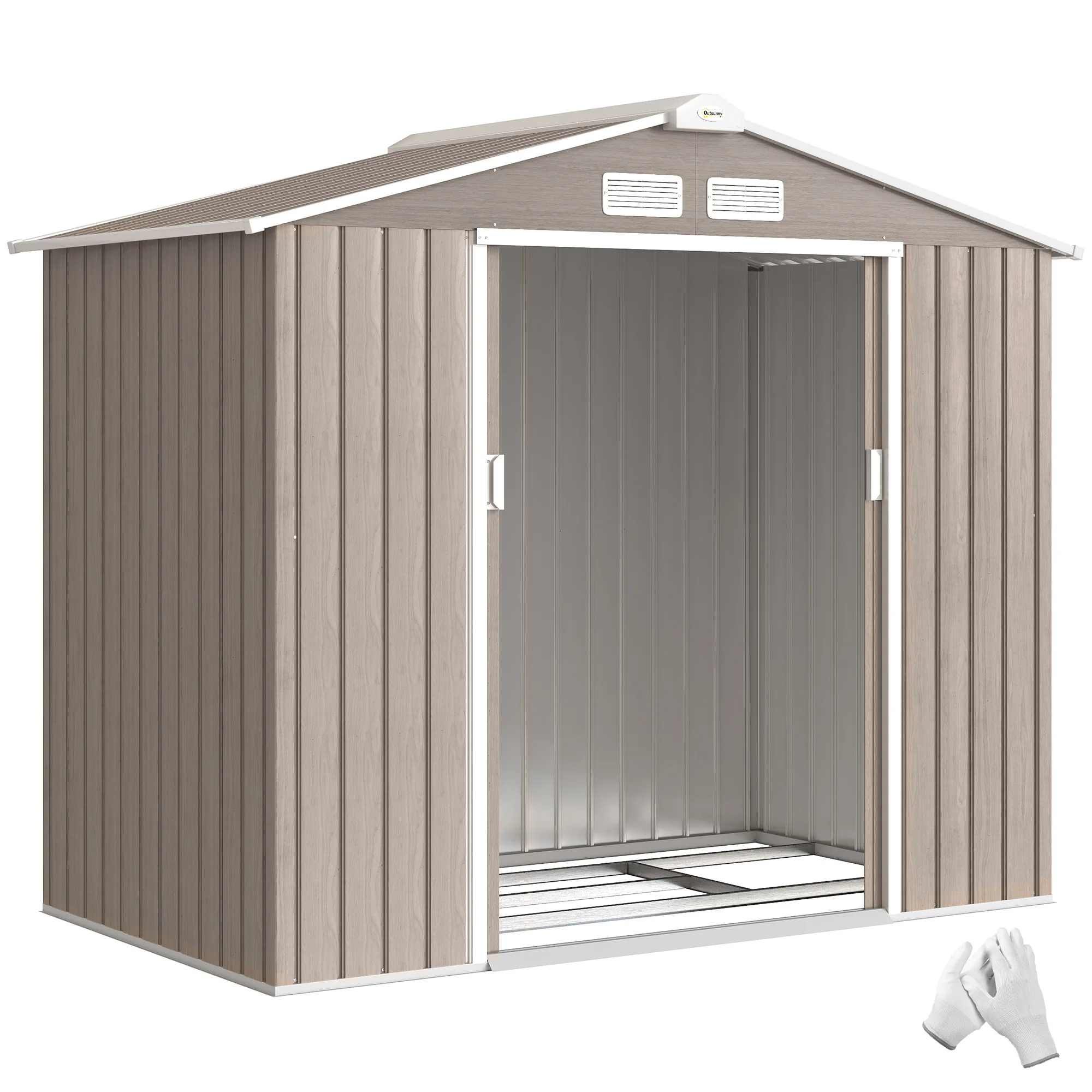 Outsunny Caseta de Jardín Exterior 2,42 m² 213x130x185 cm con Puerta Corredera-image