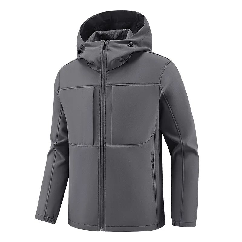 

Autumn Men Jacket Simple Solid Color Long Sleeve Zipper Male Hooded Coat Windproof Outdoor Sport Casual Man Outerwear