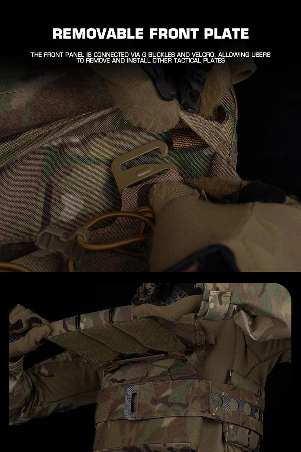 FCPC V5-Stil Taktische Plattenträgerweste – MOLLE Modulare Jagd- und Airsoft-Weste mit Utility-Tasche auf der Rückseite – Detail 7
