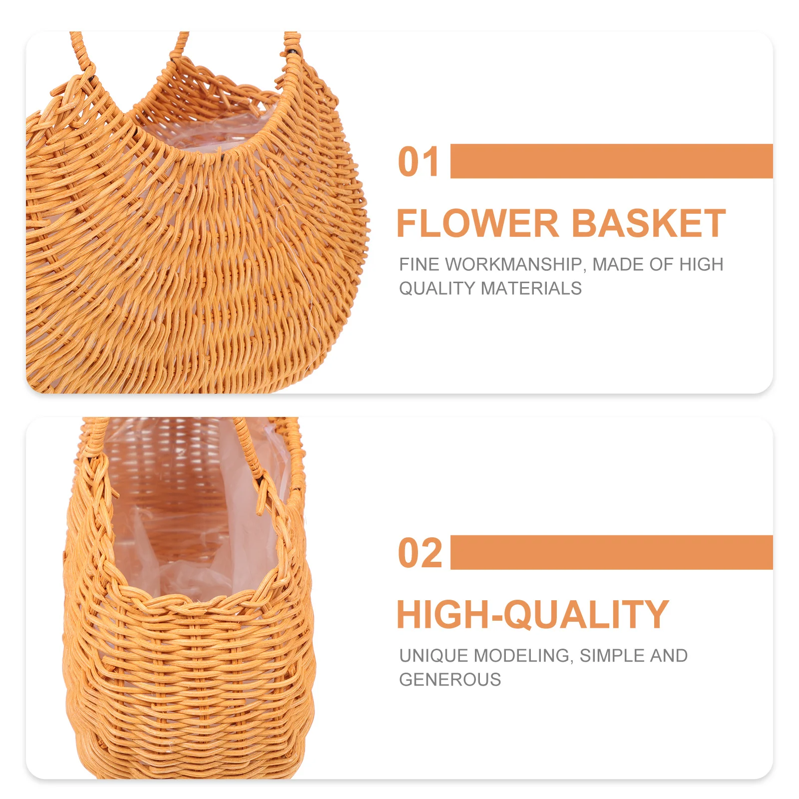 

Handle Rattan Basket Handmade Storage Container for Flowers Fruits Snacks Perfect for Picnic Camping Garden