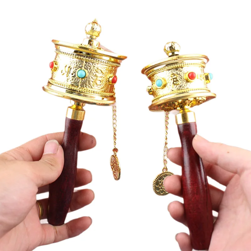 6cm Tibetan Prayer Wheel Buddhist Portable Artistic Six Character Truth Sutra image 5