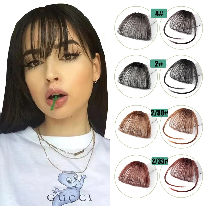 Synthetic Hair Air Bangs Clip In Hair Extensions Heat Resistant Fake Fringe Natural Hairpieces For Women