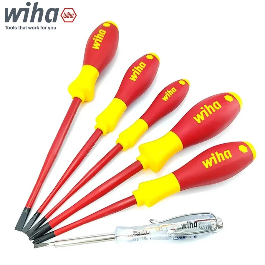 

WIHA 90012C 6PCS SET 1000V VDE Electrician's Insulated Screwdriver Set with Phillips and Slotted Screwdriver Electrical Test Pen