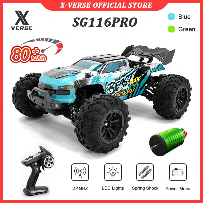 1:16 Off Road 4WD RC Car ze światłami LED 2.4G High Speed 40KM/H lub 80KM/H Zdalnie sterowana szczotka samochodowa lub bezszczotkowa MotorKids Toys