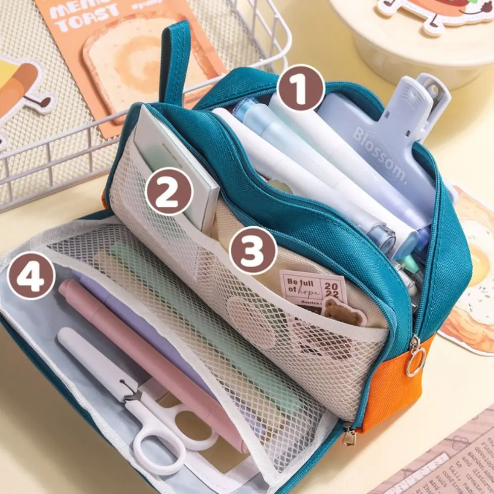 Dirty-proof Dopamine Pencil Bag Lightweight Large Capacity Stationery Storage Bag Cartoon Polyester Pen Organizer Pouch School