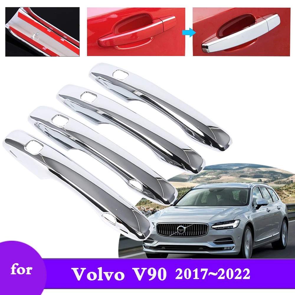 

Chrome Smart Outer Door Handle Cover for Volvo V90 CC 2017 2018 2019 2020 2021 2022 Car External Protective Accessories Stickers