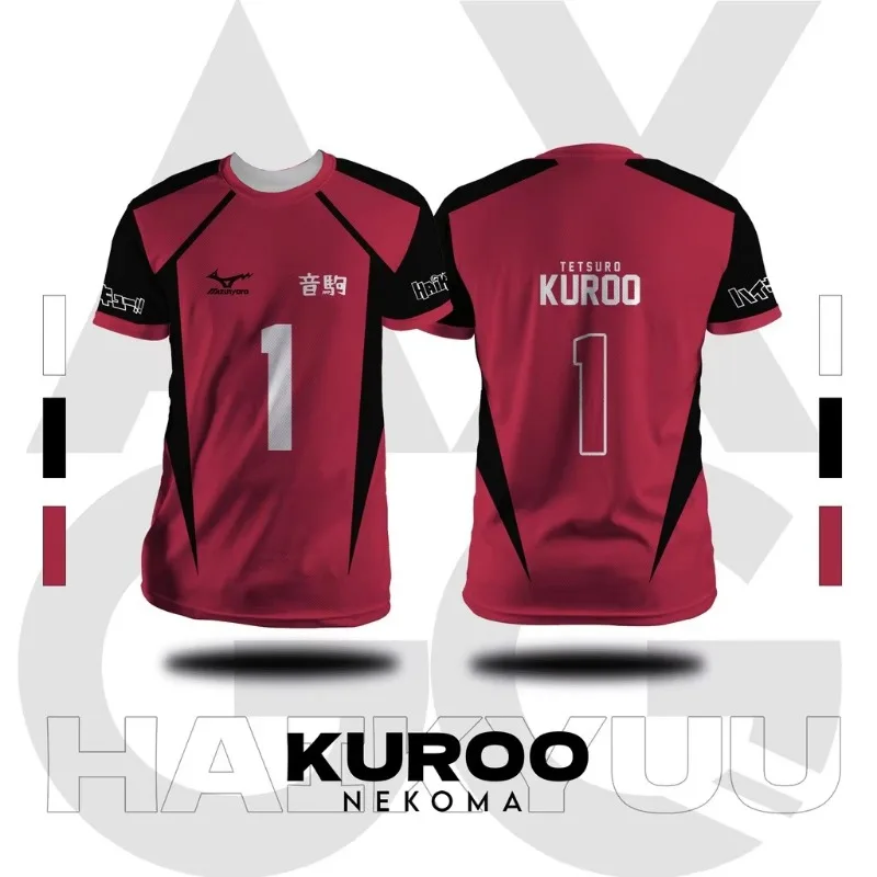 2026 New Nekoma Volleyball Team Jersey Kuroo No.1 Cosplay Costume Haikyuu!! T-Shirts Summer Quick-dry Comfy Athleisure Large