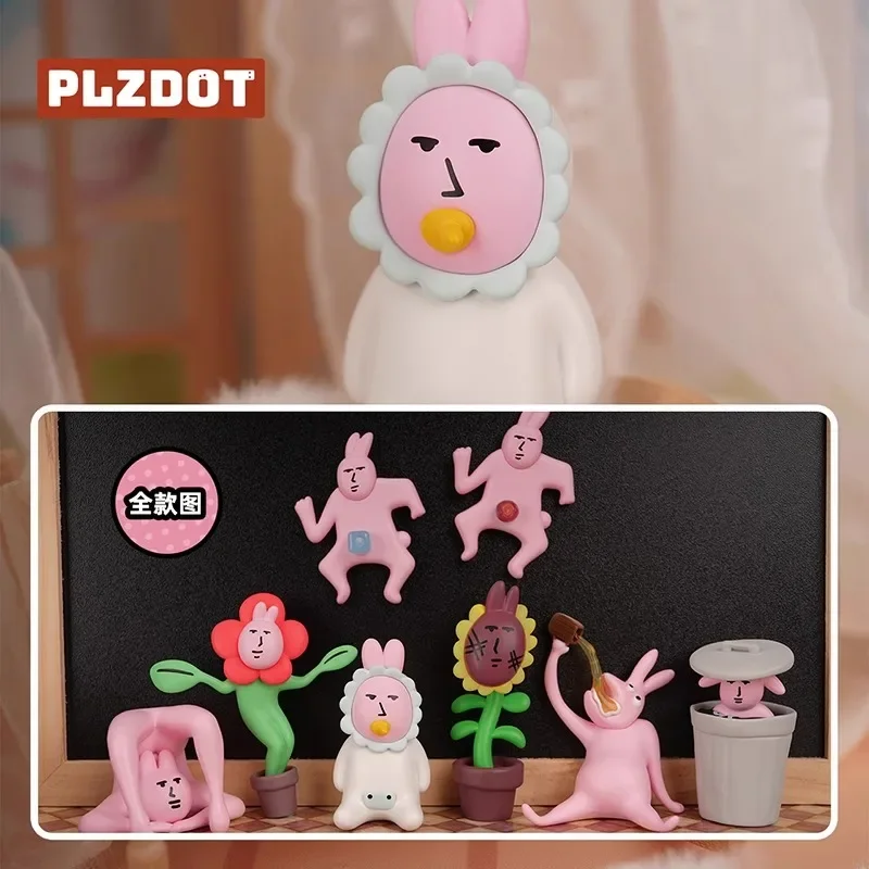 Plzdot Original Pink Rabbit Mini Blind Box Cartoon Anime Figures Fashionable Surprise Box Funny Desk Decoration Gift Toys