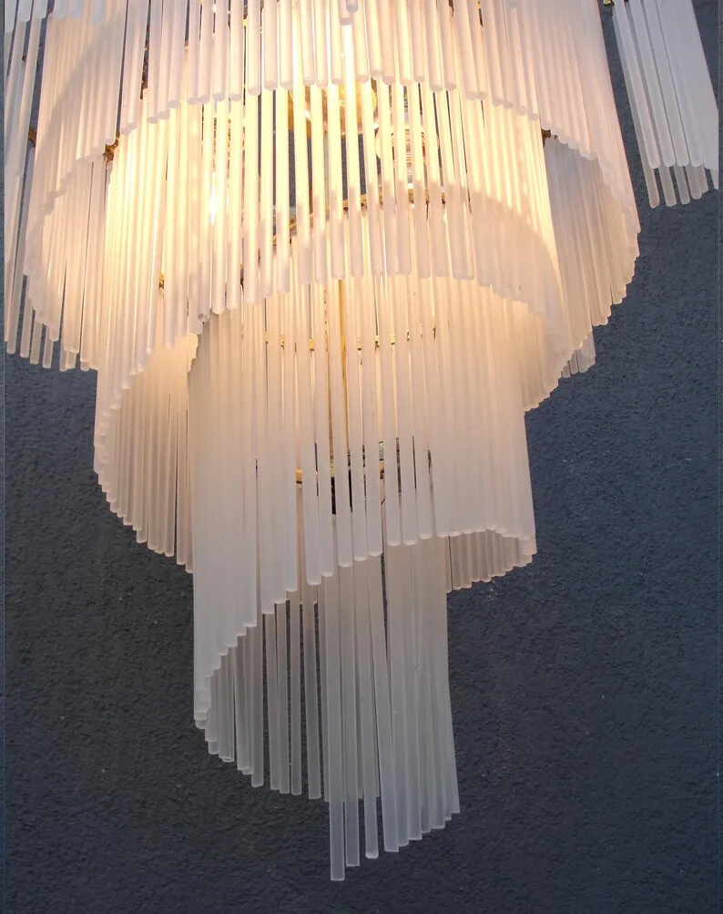 REVEN Italian Style Glass Pendant Light Artistic Layered Chandelier for Bedroom Entryway Living Room Decoration