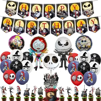 Noční můra před Vánoci balónek narozeninový banner párty dekorace nádobí Jack Skellington potřeby halloween pozadí 8 nejlepší prodej noční můra před Vánoci vánoční dekorace - №4