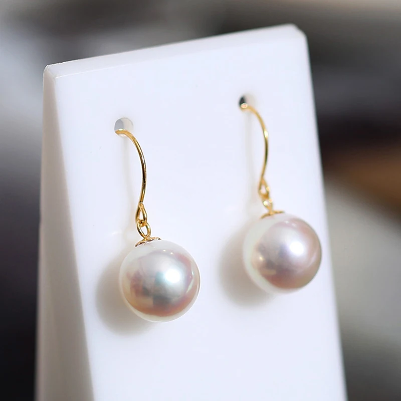 AAA+ 10-11mm Australian South Sea White Real Pearl Drop Earrings Exceptional Special Gift Fine Jewelry