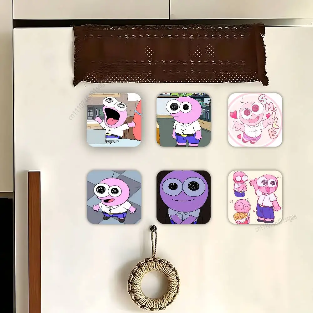 

S-Smiling Friends Pim Cute Magnetic Fridge Refrigerator Stickers Home Kitchen Decoration Collectible Gift for Fans 55*55mm