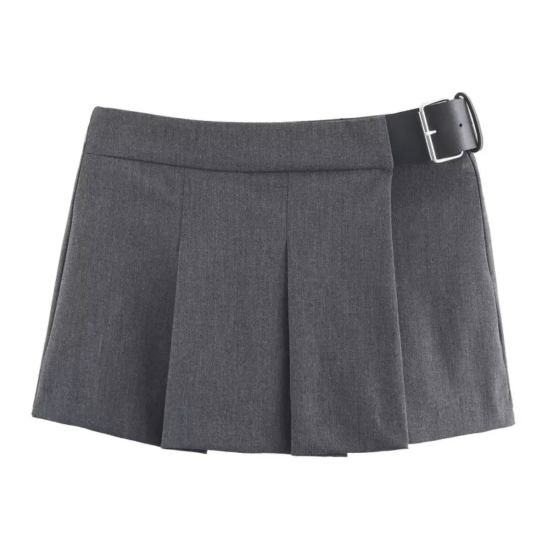 Casual Pantskirt Belt Decoration Summer Shorts Pants Office Lady Streetwear Women Loose Fashion Short Skirt Pants