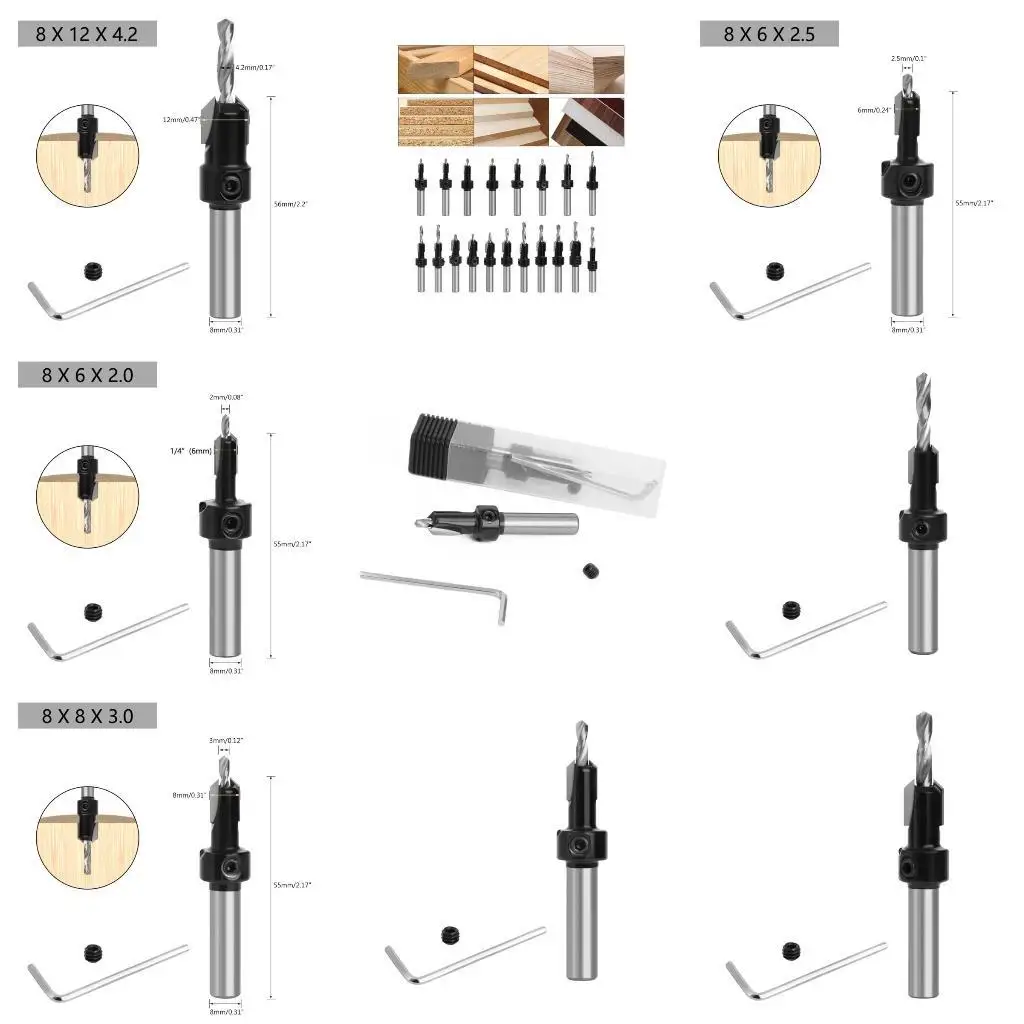 

R9UF Countersink Drill Woodworking Drill Bit Bit Bint Horles для винтовой стойки