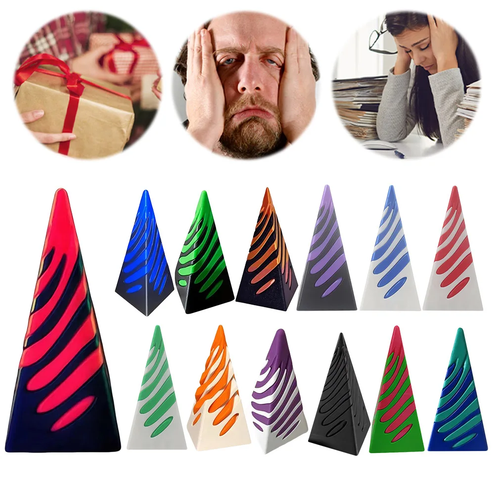 3D Printed Spiral Cone Toy Impossible Pyramid Passthrough Sculpture Mini Vortex Thread Illusion Pass Through Pyramid Fidget Toy