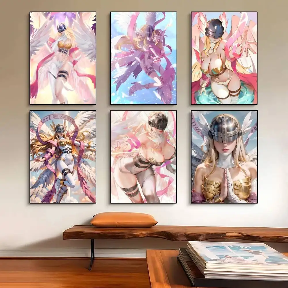 Anime Angewomon Digimon Adventure   Poster Self-adhesive Art Waterproof Paper Sticker Coffee House Bar Room Wall Decor