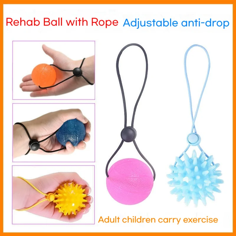

1pcs Durable 5.5cm Tpr Spiky Massage Grip Ball With Rope String Spike Massager Trigger Point Hand Pain Relief Hedgehog Balls