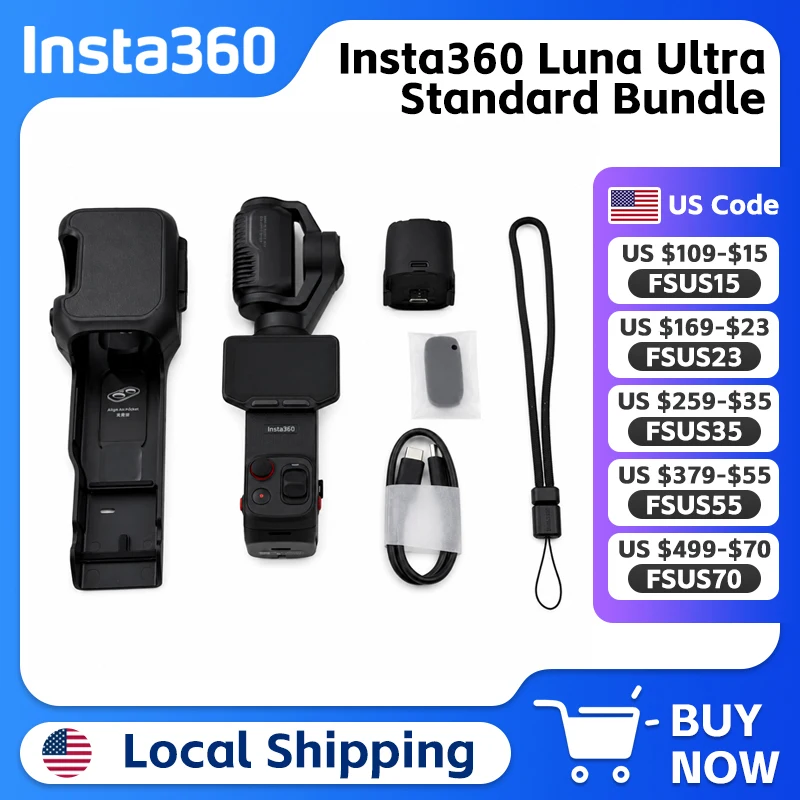 Insta360 Luna Ultra Standard Bundle Supports 8K30fps and 4K120fps Dolby Vision video Detachable 2" OLED Touchscreen