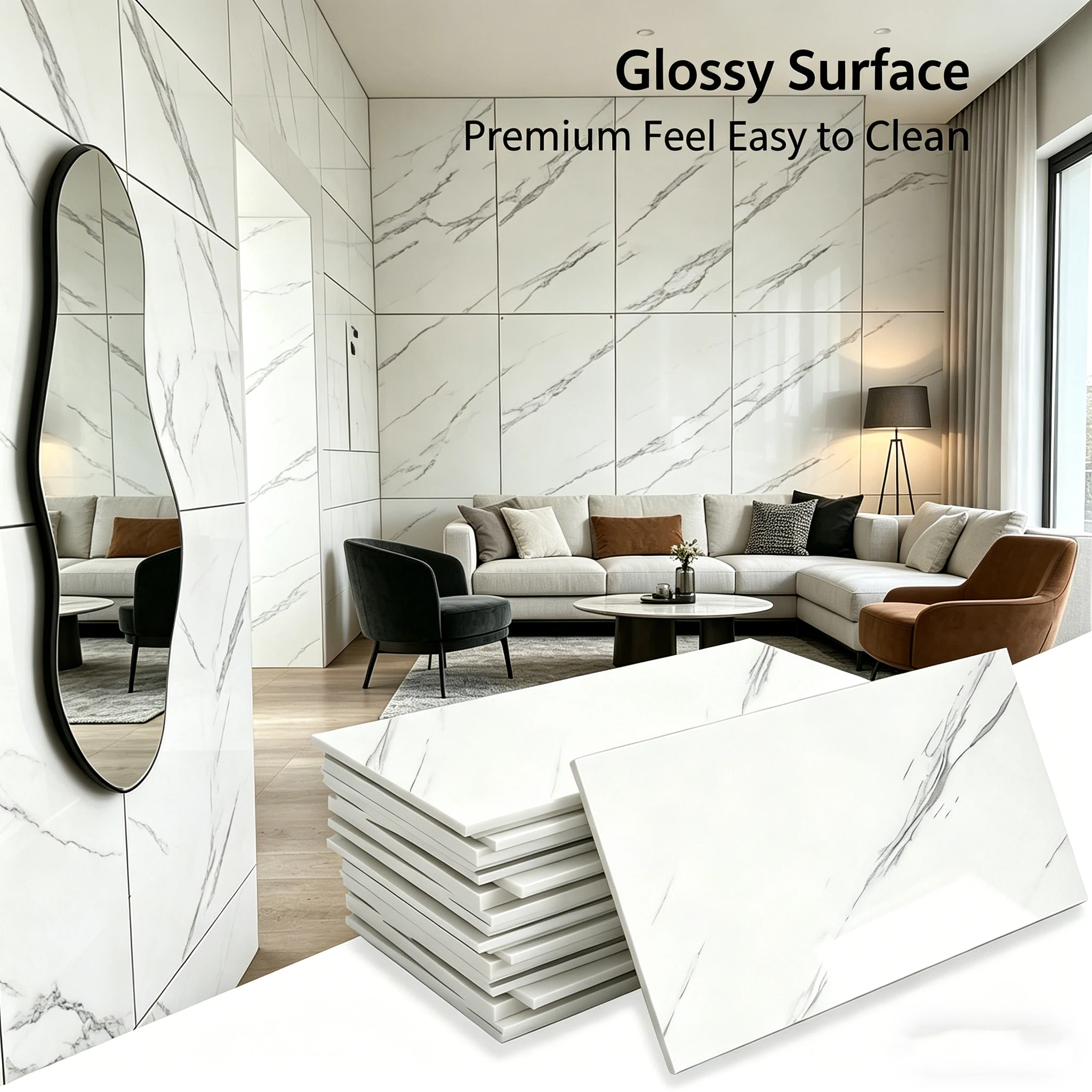 

Imitation Marble 3D Ceramic Tile Wall Renovation Decoration Sticker Waterproof Self-adhesive Home Floor Bathroom Kitchen Sticker