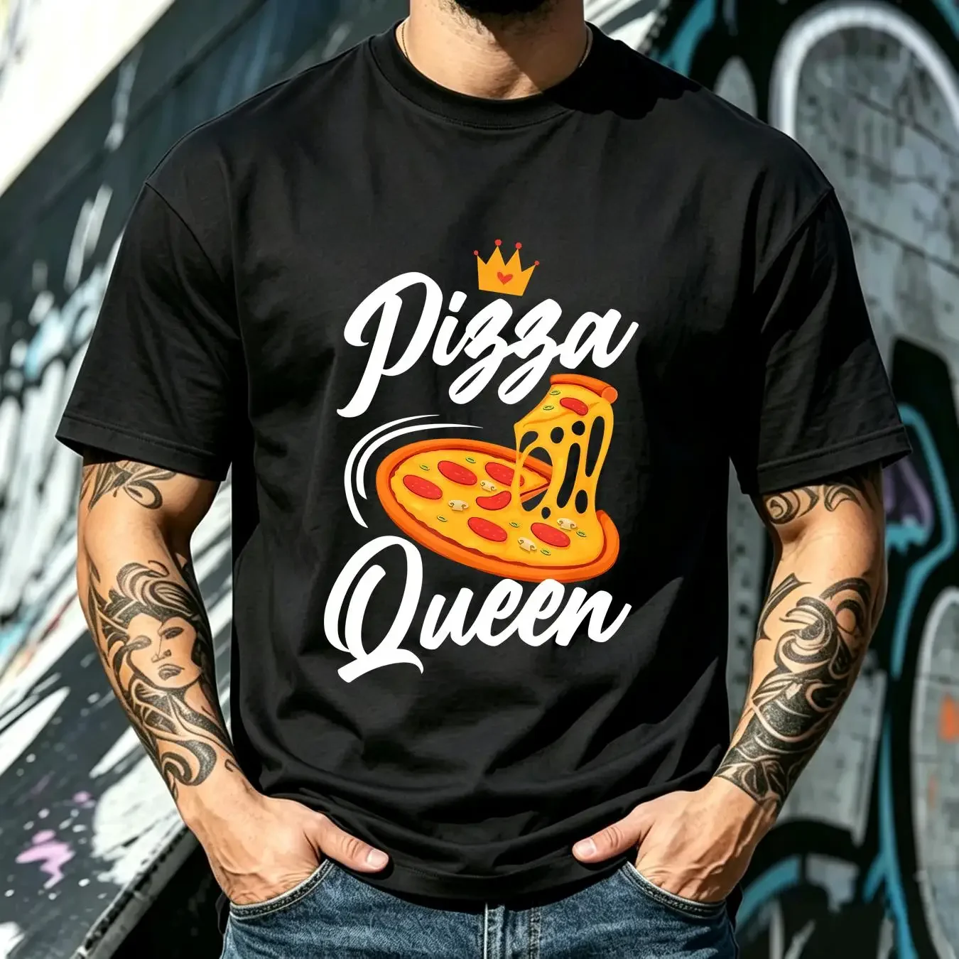 washed T Shirt NEW LIMITED Women Pizza Queen Girl Loves Funny Size S 3XL vintage Washed Comfortable designer clothes Stylish