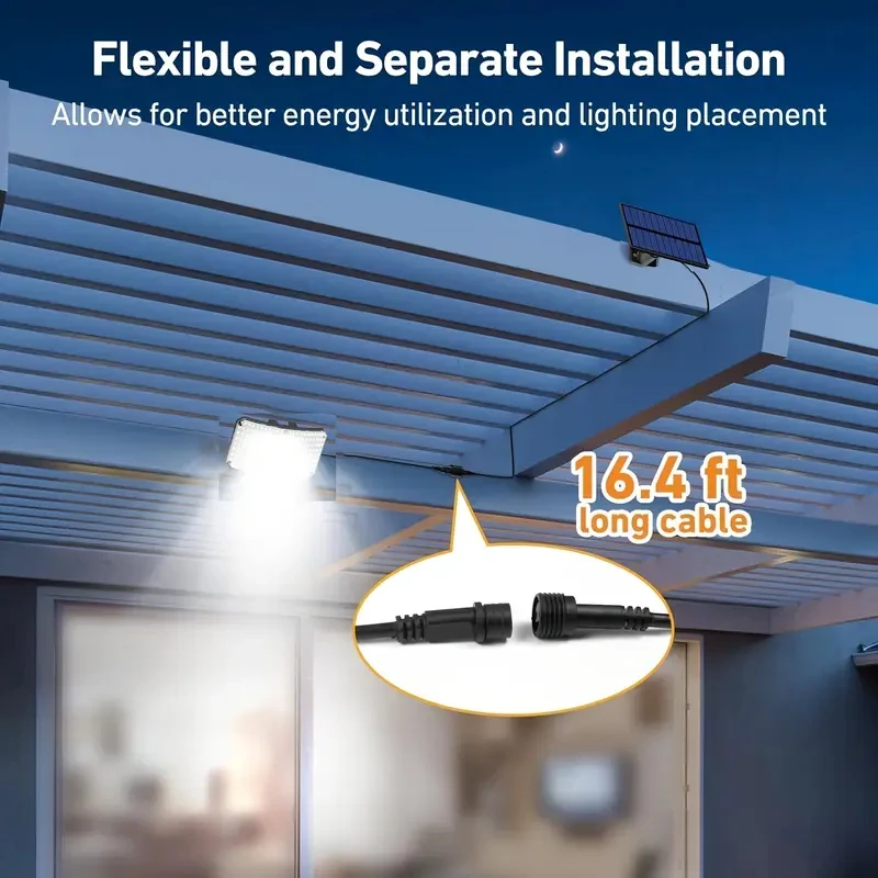 2 Stück 234LED Solar-Wandleuchte IP65 Wasserdicht Bewegungssensor Flutlicht Außen Split Sicherheitsbeleuchtung Lampe für Terrasse, Hof, Garage – Detail 15