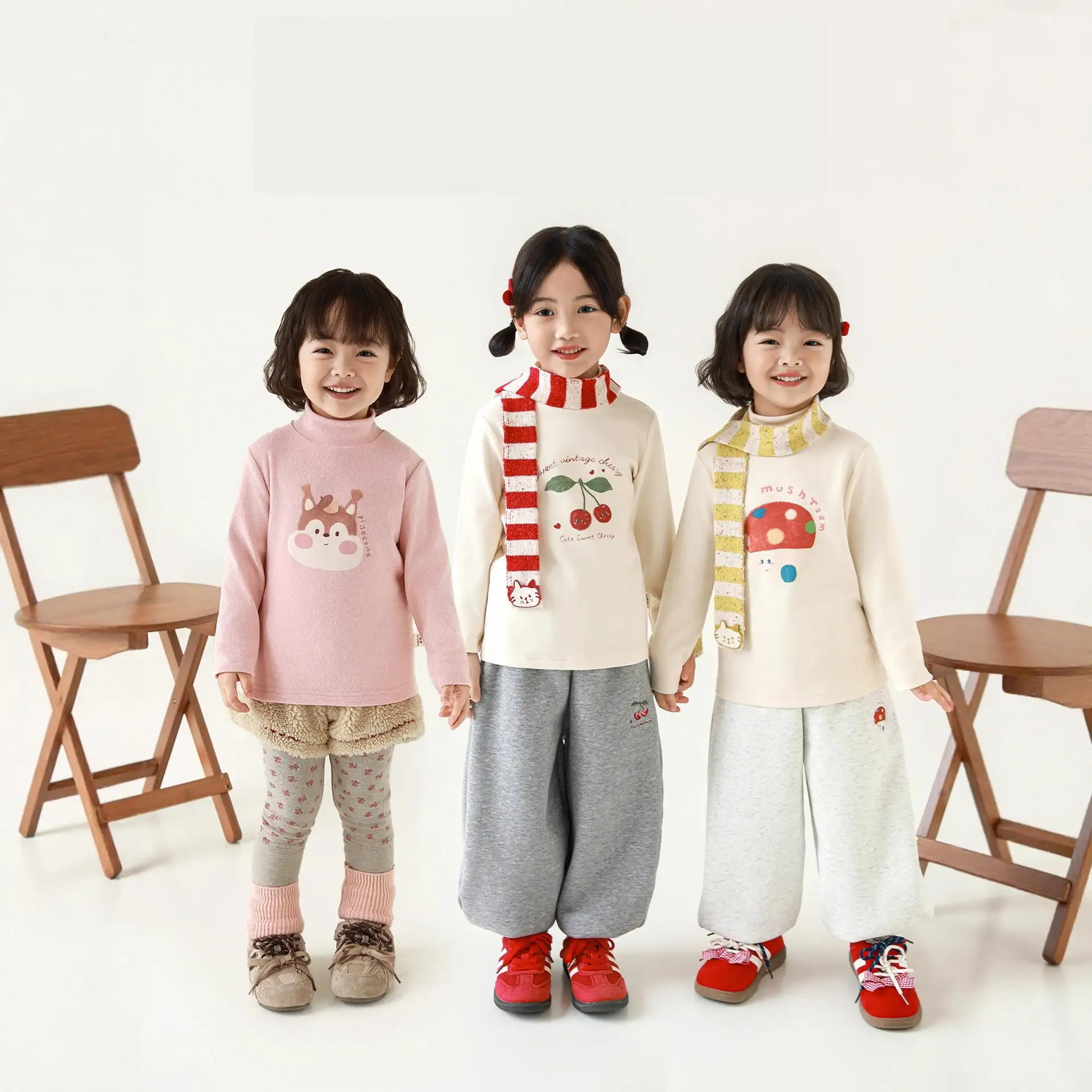 

2025 Winter New Girls Thick Warm Shirts Children Long Sleeve Cartoon Tops Cute Baby Cotton T Shirts Fashion Kids Clothes
