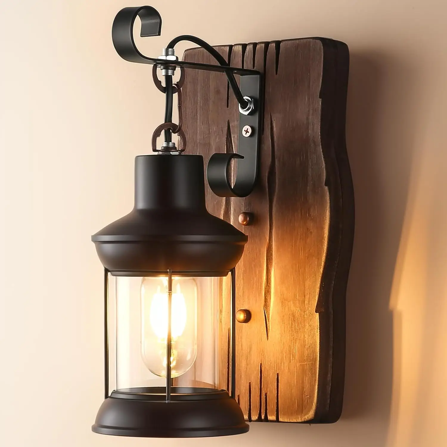 Antique Vintage Industrial Wood Wall Sconce Light Rustic Wall Lamp Decorate Wall Light Iron Metal Art for Bar Loft Corridor