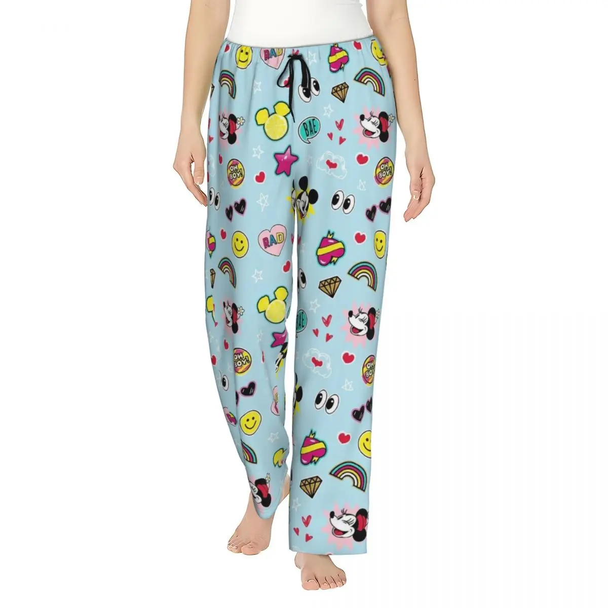 

Custom Printed Minnie Mickey Mouse Cartoon Animation Pajama Pants Women's Sleep Sleepwear Bottoms with Pockets