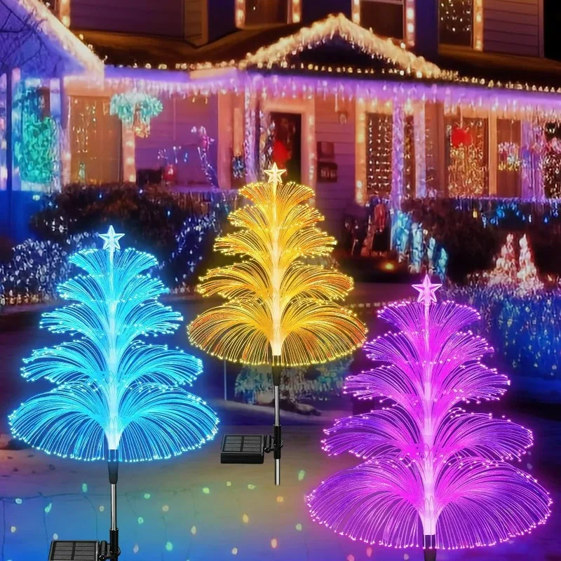 

Solar Colorful Gradient Fiber Optic Christmas Tree Ground Insertion Lamp Decoration Courtyard Garden Christmas Atmosphere Lamp