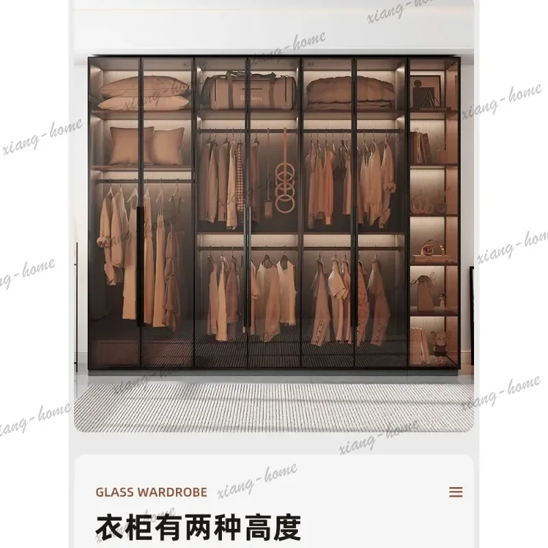 Household bedroom glass door one door to top cloakroom cabinet combination L type
