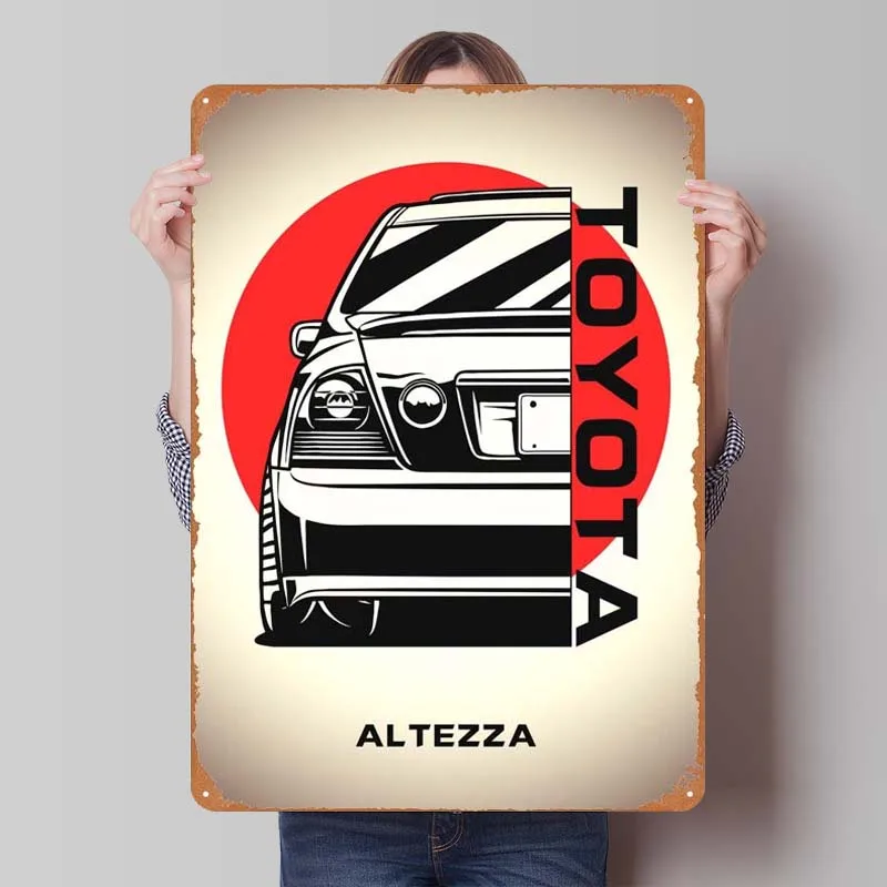 Toyota Altezza Car Metal Sign Poster Vintage Tinplate Sign for Garage Wall Art Decoration Home Decoration Accessories Coffee Bar