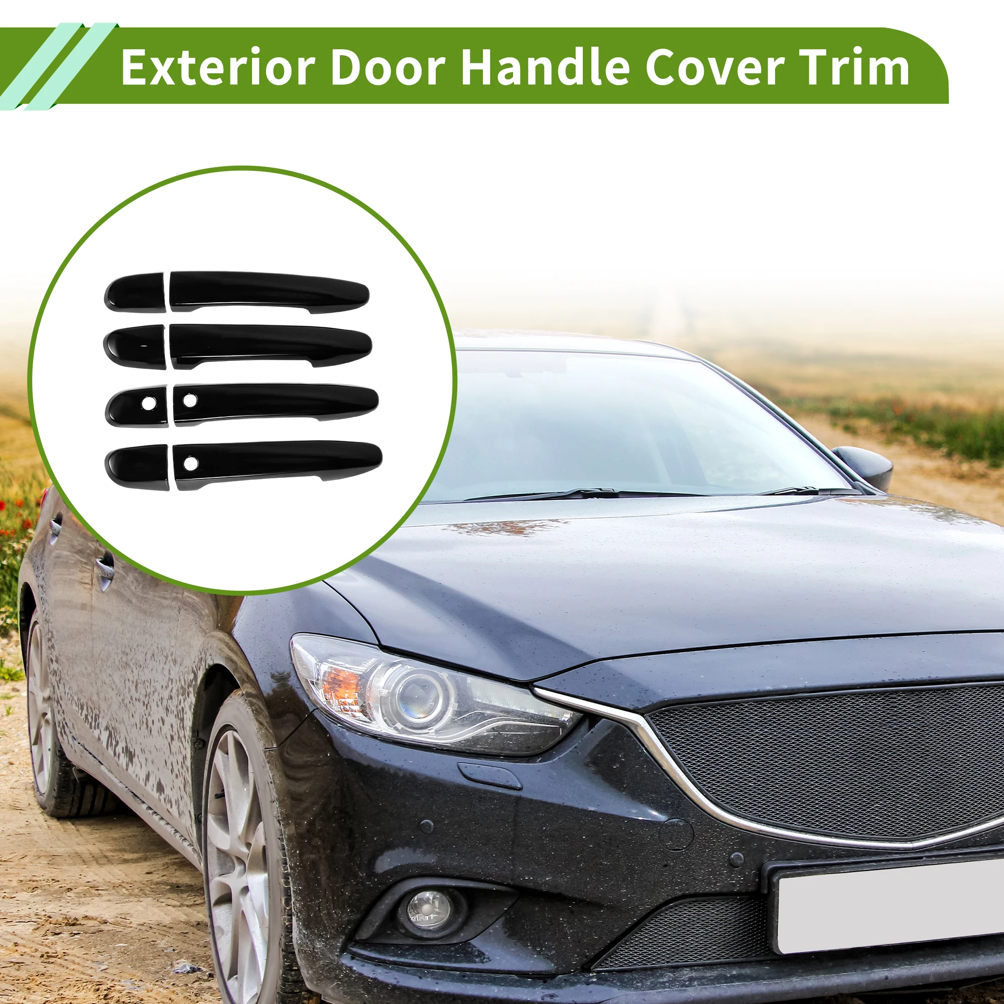 

Накладки на внешние ручки дверей UXCELL для Mazda 3 2010-2018, глянцевые черные, 1 комплект