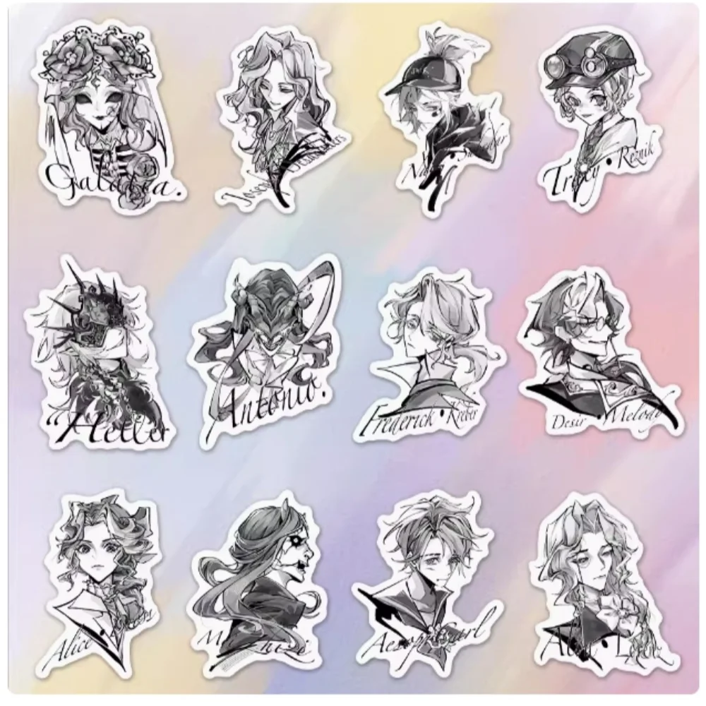 10/52Pcs Game Cartoon Identity V Black and White Stickers Emily Dyer Emma Woods Gothic Refrigerator Skateboard Notebook Decor