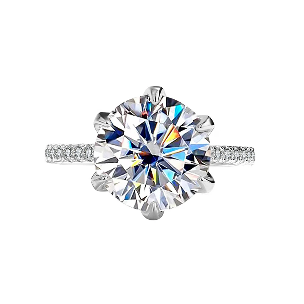 Joyce Kelly Ring aus 925er-Sterlingsilber mit 5-Karat-Moissanit-D-Farbe, VVS1, luxuriöser Diamant-Schmuck für Damen, funkelnde Lichter – Detail 9