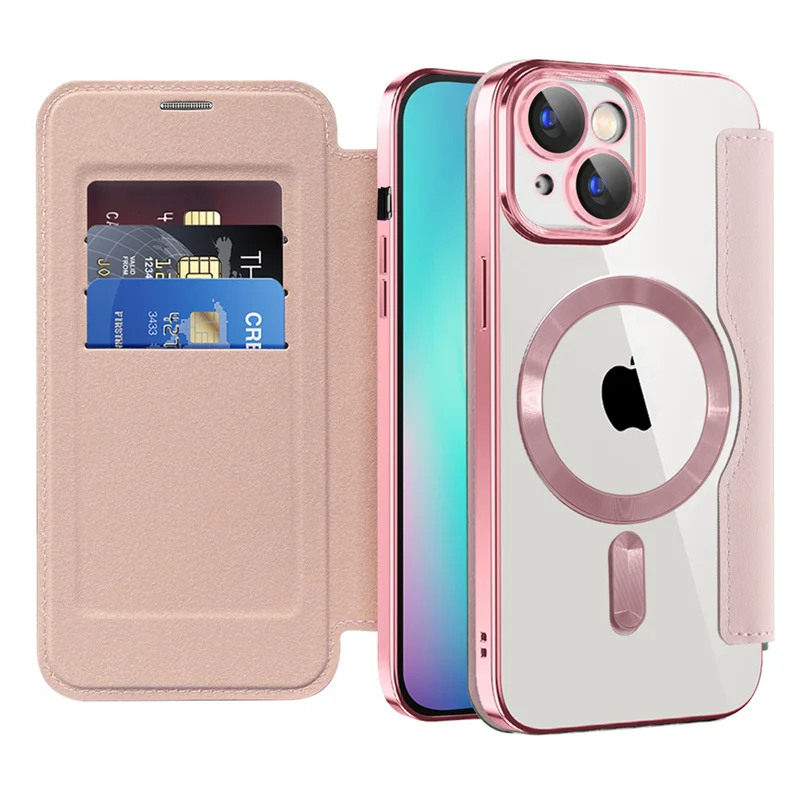 

For iPhone 15 14 12 13 16 Pro Max 16pro 16 Plus Luxury Liquid Silicone Card Phone Case Wireless Charging Flip Wallet Case Cover
