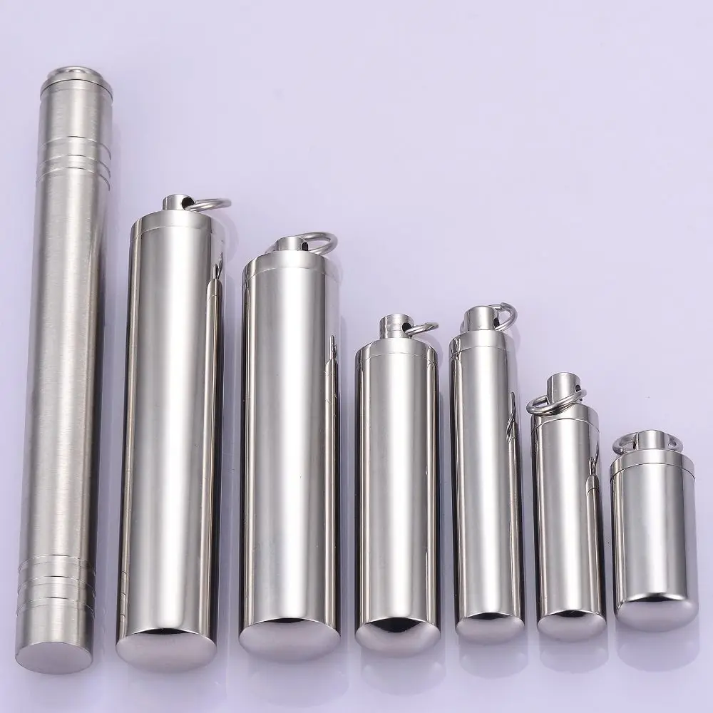 Stainless Steel Cylinder Tube Perfume Vial Pendant Pill Case Wishing Bottle Ashes Urn Aromatherapy Jewelry Lucky Charm Gift